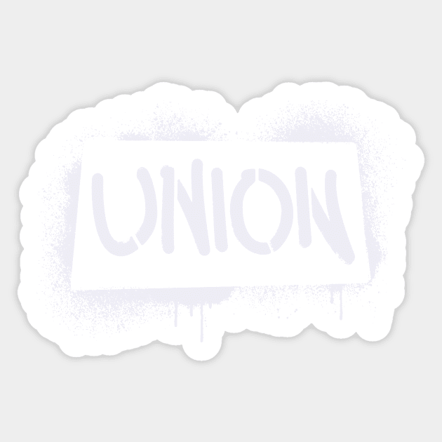 union stencil - white Sticker by BrownWoodRobot